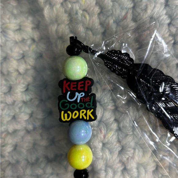 Colorful Metal Feather and Bead Bookmarks, Hand Crafted - Picture 3 of 9